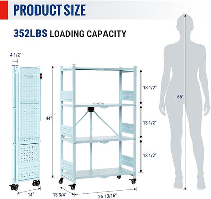 WORKPRO 4-Tier Folding Shelf, No-Assembly Metal Storage Rack - Image 3