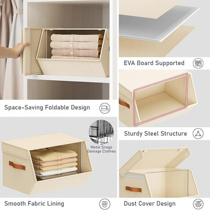Stackable Closet Organizers and Storage Bins, Open Front Closet Shelf Organizer - Image 5