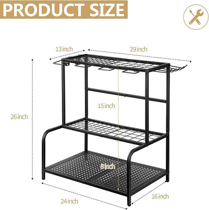 Garden Tool Storage Rack, 3 Tier Heavy-Duty Steel Garden Tool Organizer Stand - Image 2