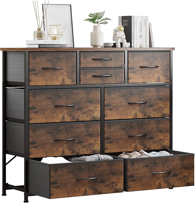 LUMTOK 10 Drawers Dresser with Fabric Bins by LUMTOK