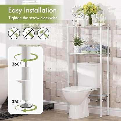 AmazerBath Bamboo Over The Toilet Storage Shelf, 2-Tier Over Toilet Bathroom - Image 5