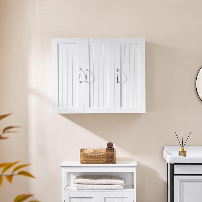 Yaheetech 3-Door Wall Mounted Bathroom Storage Cabinet, Laundry Room, a Roomy - Image 2