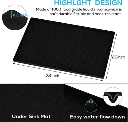 Under Sink Mat for Kitchen, Silicone Waterproof Liner, Flexible Organizer Tray - Image 2