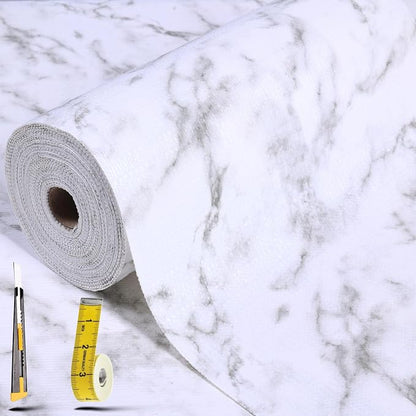 Shelf Liners for Kitchen Cabinets 17in x 30FT, Non Adhesive Drawer Liner Marble by Adwann