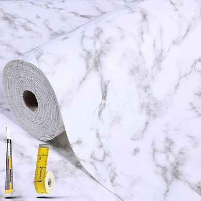 Shelf Liners for Kitchen Cabinets 12in x 30FT, Non Adhesive Drawer Liner Marble by Adwann