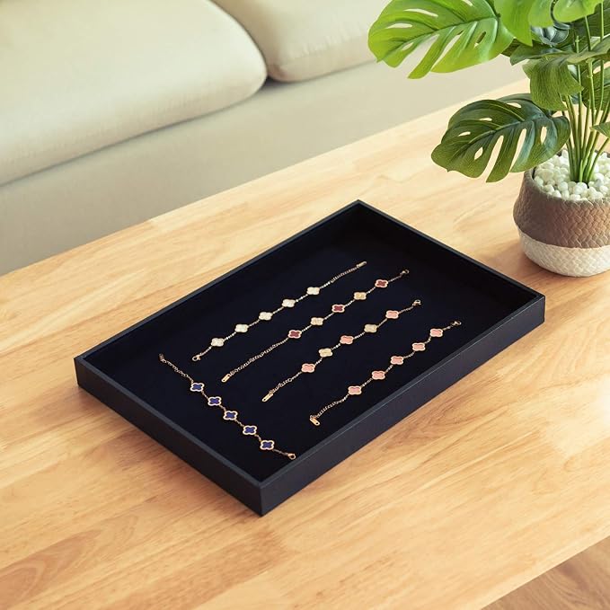 Velvet Jewelry Tray for Drawers Black Jewelrys Display Tray Stackable Jewelry - Image 7
