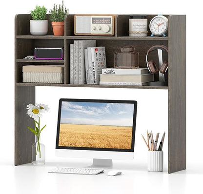 Tangkula Desktop Bookshelf for Computer Up to 32”, 37” Countertop Storage Hutch by TANGKULA
