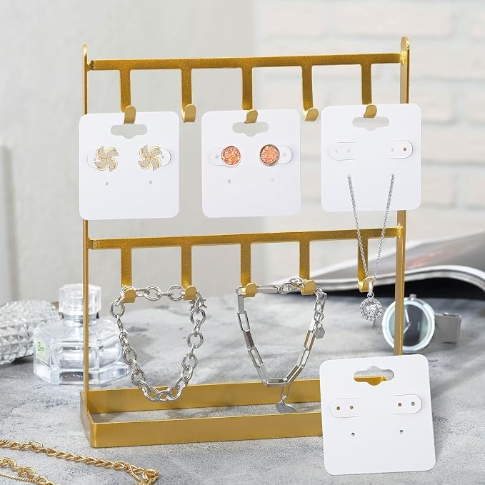 joycraft 100Pcs Earring Display Holder Cards, 2 Inch White Earring Hanging Cards - Image 6