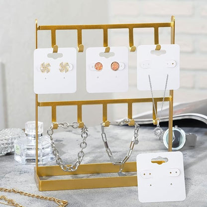 joycraft 100Pcs Earring Display Holder Cards, 2 Inch White Earring Hanging Cards - Image 6