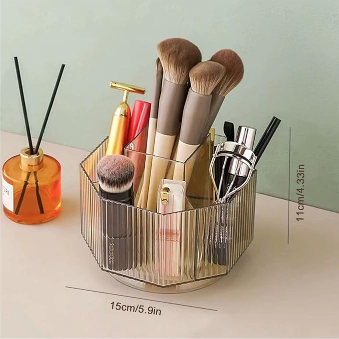 LINFIDITE 360°Rotating Makeup Brush Holder Cosmetic Display Case Clear Makeup - Image 7