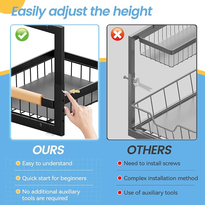 ADBIU Under Sink Organizer 2 Packs 2 Tier Expandable Height Under-Sink - Image 4