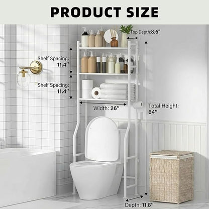 GloTika 3-Tier Over Toilet Storage, 150lb Capacity, Carbon Steel, Freestanding - Image 2