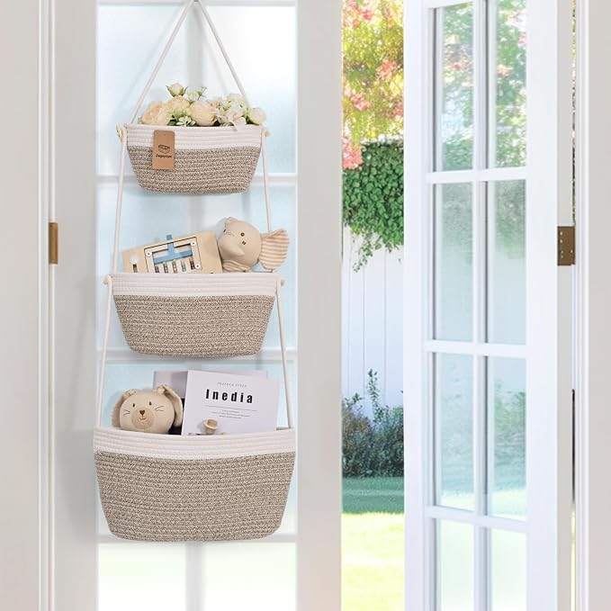 Hanging Basket, 3-Tier Woven Wall Basket - Image 8