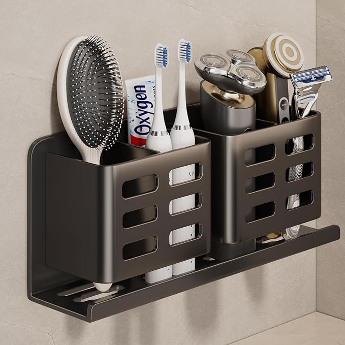 Aluminum Toothbrush Holder Self-Adhesive Hanging Bracket Shower Toothbrush by Unknown