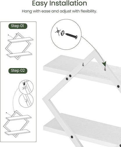 CHOEZON Floating Shelves, 2-Tier Hanging Shelves, Wall Shelf Set of 2, - Image 6