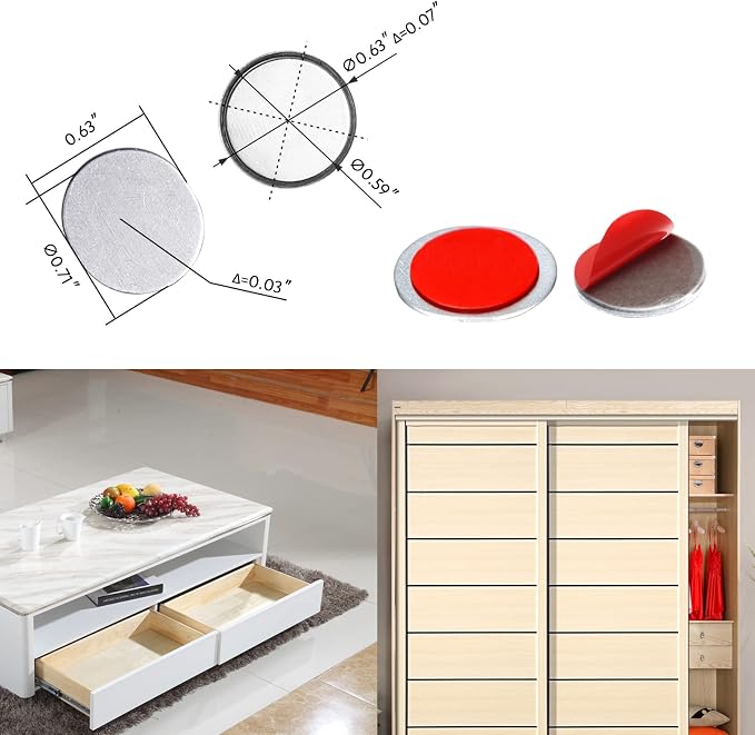 Mousike Magnetic Door Catch Ultra Thin Cabinet Magnets Stainless Steel Drawer - Image 7