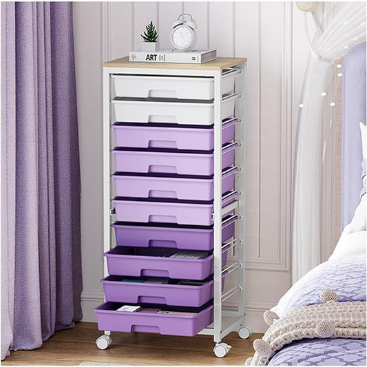 Rolling Cart with Drawers, 10 Drawer Rolling Cart, Storage Cart with Wheels by SYKIARIOL