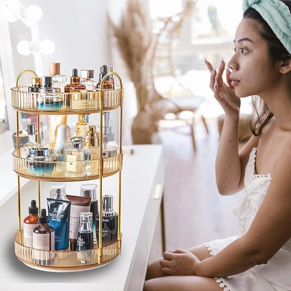 Rotating Makeup Organizer Countertop 3 Tier Lazy Susan Trays Clear Skincare - Image 6