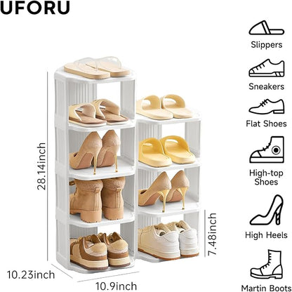 UFORU Vertical Shoe Rack, 9-Tier Plastic Stackable Storage Shelf - Image 3