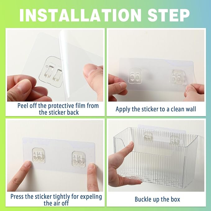 SiliFine 8 Pcs Storage Organizer Bins Wall Mounted Organizer Basket Plastic - Image 5