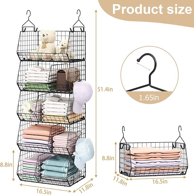 5 Tier Extra Large Closet Hanging Organizer - Image 3