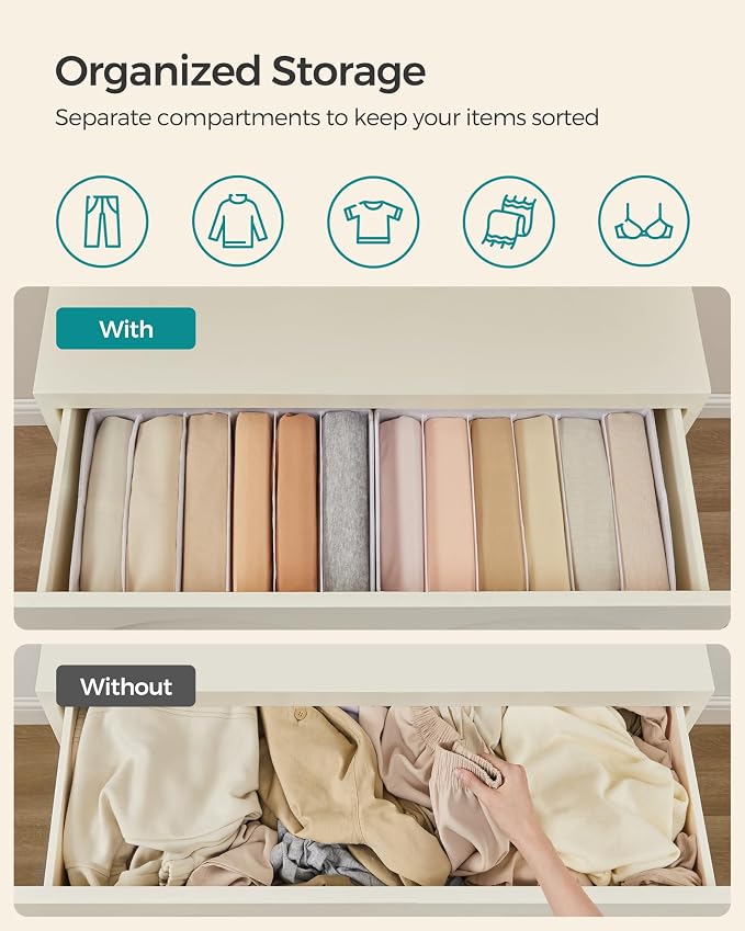 SONGMICS Set of 6 Large Size Wardrobe Clothes Organizers, 6-Compartment - Image 3