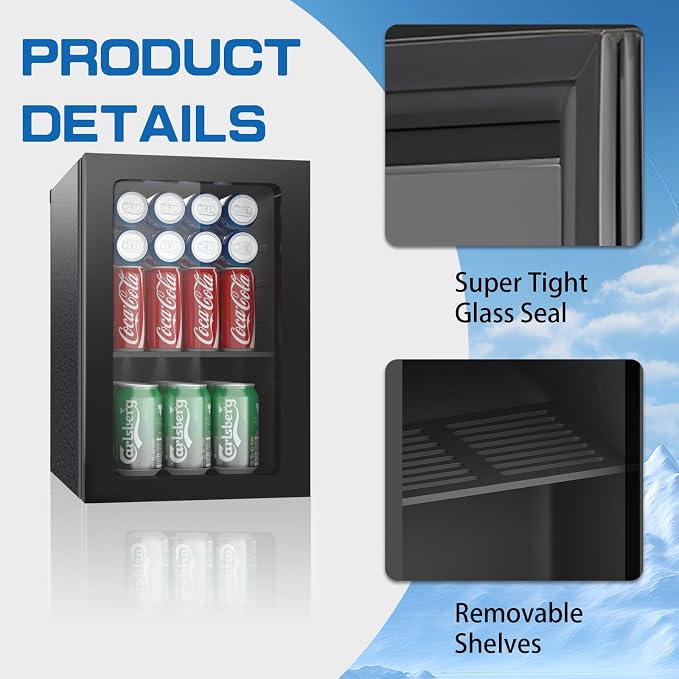 Compact Freestanding Beverage Refrigerator, 25 Can/0.95 Cubic Feet Mini Fridge - Image 4