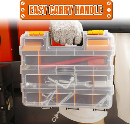Jack Boss Tool Box with Transparent Lid, Double Side 34-Compartments Organizer - Image 7