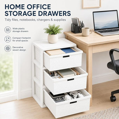 Wide 3-Drawer Plastic Storage Tower - Image 5