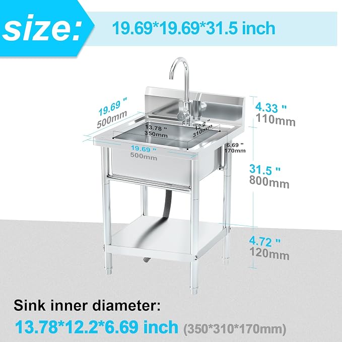 20''Stainless Steel Utility Sink - Image 2