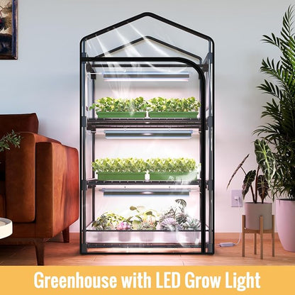 Indoor Greenhouse with Grow Light, 3-Tier Plant Stand with PVC Tent, - Image 2