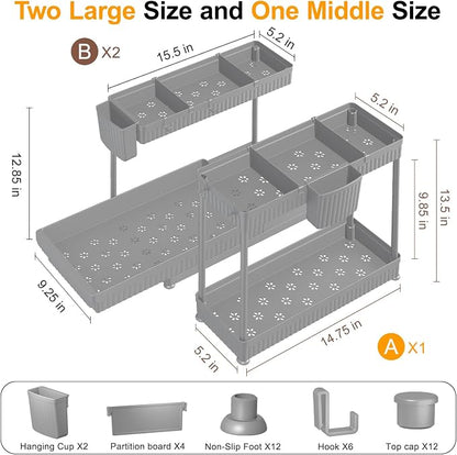 Sevenblue 3 Pack Multi-Purpose Pull-Out Storage Organizers, 2-Tier L-Shaped - Image 6