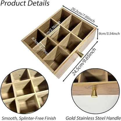 Acacia Wood Tea Bag Organizer, Wooden Storage Box - Image 2