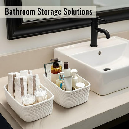 8 Pack Small Storage Baskets for Organizing, Woven Rope Bins for Bathroom - Image 6