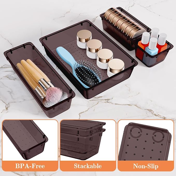 25 PCS Plastic Drawer Organizer Set, 4-Size Versatile Organizer Trays & storage - Image 3