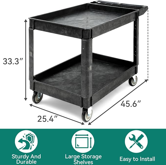 YITAHOME Utility Cart on Wheels, 550 lbs Capacity, 45 x 25 Inch Rolling Work - Image 2