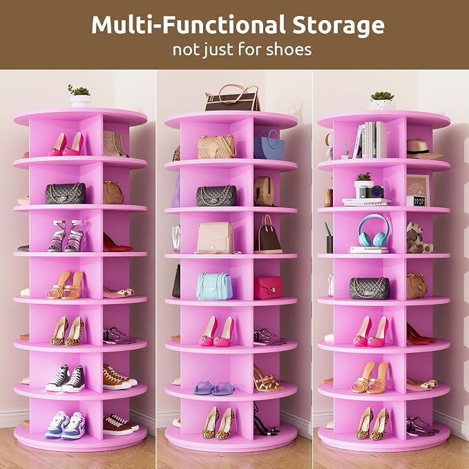 Rotating Shoe Rack 7 Tier Spinning Shoes Organizer Tower - Image 6