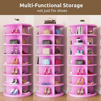Rotating Shoe Rack 7 Tier Spinning Shoes Organizer Tower - Image 6