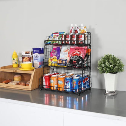 X-cosrack Stackable Wire Basket 3 Tier Countertop& Wall Mounted Metal Storage - Image 2