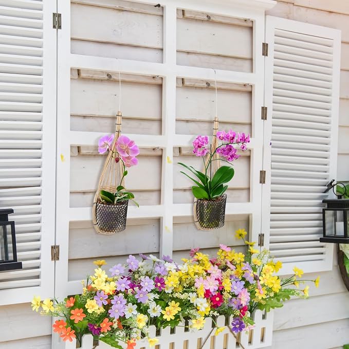 Weysat 10 Pack Hanging Orchid Planter Thai Bamboo Woven 4 Inch Bird Nest Style - Image 3