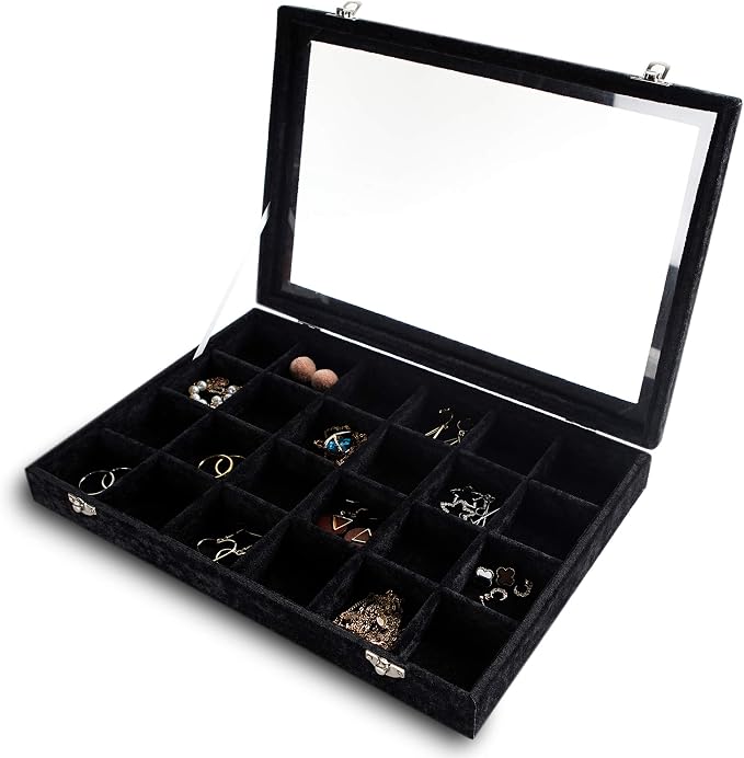 Frebeauty 24 Grid Earring Holder Organizer Tray, Jewelry Organizers and Storage by Frebeauty