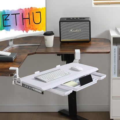 ETHU Keyboard Tray Under Desk, Ergonomic Corner Keyboard Tray - Image 7