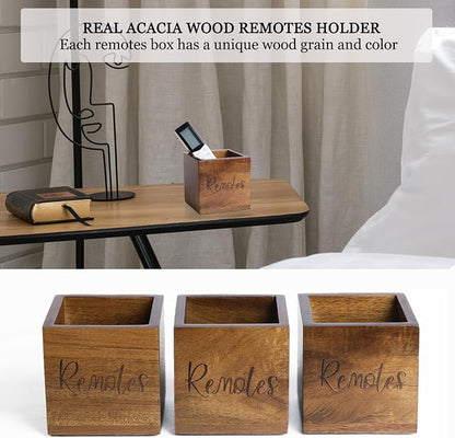 Acacia Wood TV Remote Holder, Caddy and Organizer - Image 3