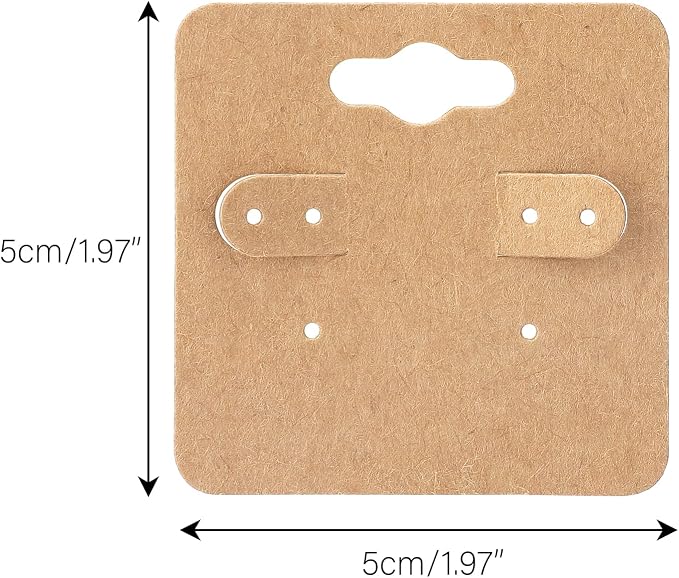 joycraft 100Pcs Earring Display Holder Cards, 2 Inch Brown Earring Hanging Cards - Image 2