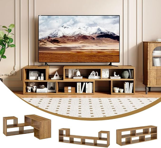 L-Shaped TV Stand for TVs up to 50''+, Modular TV Stand Dark Wood | Modern by Japovker