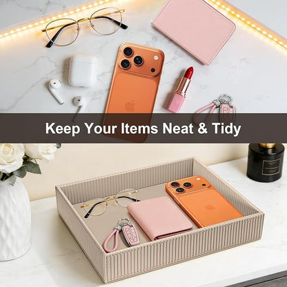 SITHON Valet Tray Desk Organizer, PU Leather Catchall Bedside Vanity Tray - Image 6
