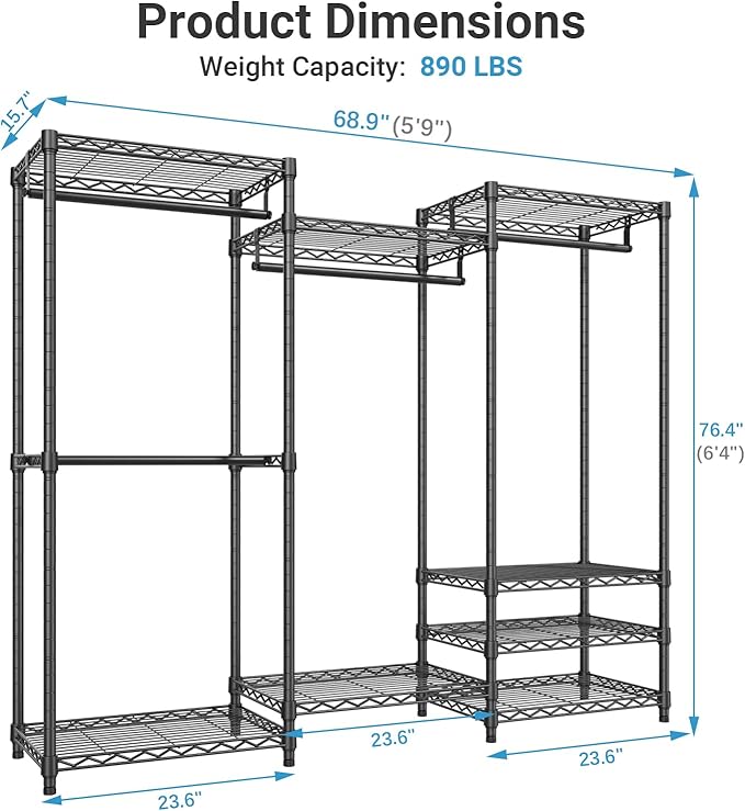 VIPEK V5 Heavy Duty Clothes Rack, Portable Closet Wardrobe - Image 5