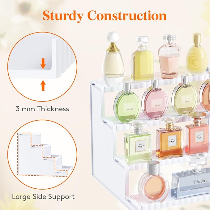 Lifewit Perfume Organizer with Fences, Plastic Cologne Stand, Tool-Free Assembly - Image 6