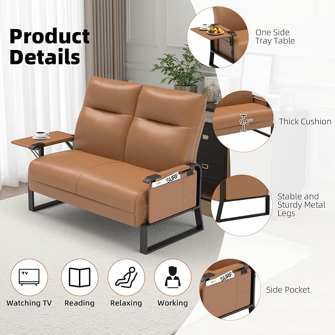Faux Leather Loveseat, Upholstered Loveseat - Image 8