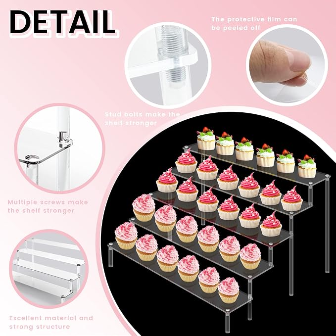 ULENDIS 5 Tier Acrylic Stands for Display, Tabletop Cupcake Stand for - Image 5